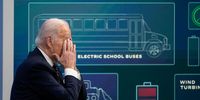 WASHINGTON, DC - FEBRUARY 22: U.S. President Joe Biden participates in a virtual meeting about mineral supply chains and clean energy manufacturing in the South Court Auditorium of the White House complex February 22, 2022 in Washington, DC. Earlier in the day, President Biden spoke about the Ukraine-Russia crisis and announced a first round of sanctions against Russia. (Photo by Drew Angerer/Getty Images)