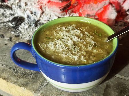 Roasted onion, leek, garlic and potato soup