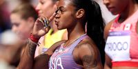 Sha'carri Richardson of Team United States gestures during the Women's 100m Round 1 on day seven of the Olympic Games Paris 2024 at Stade de France on August 02, 2024 in Paris, France. (Photo by Michael Steele/Getty Images)