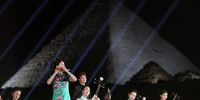 The China National Traditional Orchestra  perform at the Sound and Light Theater at the Pyramids of Giza, Egypt, 03 April 2023.  EPA-EFE/KHALED ELFIQI