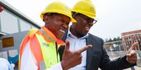 Kabelo Gwamanda (left), the executive mayor of Joburg, and Panyaza Lesufi, the Gauteng premier, at the unveiling of a substation on 20 March. The mayor has been assigned 10 bodyguards. Photo: Luba Lesolle / Gallo Images