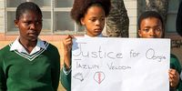 Tazlin's school friends staged a quiet protest at the funeral calling for their friend's killer to be brought to justice.<br>(Photo:  Donna van der Watt)
