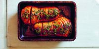 Hasselback butternut, left, and the author with an incidental image to the right. (Photo: Luke Albert/composite image by Tony Jackman)<br>