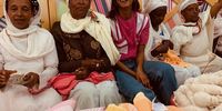 Liya Kebede and the artisans weavers at Lemlem (Image courtesy of Lemlem)