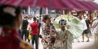 Foreign tourists visit Sensoji Temple in the Asakusa district of Tokyo, Japan, 17 July 2024 (issued 19 July 2024). The Japan National Tourism Organization announced on 19 July that foreign visitors to Japan rose to a record high of 17.78 million in the first half of 2024, aided by a weak Japanese yen. The number surpassed the record set in 2019 before the COVID-19 pandemic.  EPA-EFE/KIMIMASA MAYAMA