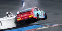 CHARLOTTE, NC - SEPTEMBER 29:  Bubba Wallace, driver of the #43 World Wide Technology Chevrolet, crashes into a tire barrier during practice for the Monster Energy NASCAR Cup Series Bank of America Roval 400 at Charlotte Motor Speedway on September 29, 2018 in Charlotte, North Carolina.  (Photo by Brian Lawdermilk/Getty Images)