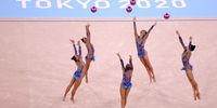 TOKYO, JAPAN - AUGUST 08: Team Israel competes during the Group All-Around Final at Ariake Gymnastics Centre on August 08, 2021 in Tokyo, Japan. (Photo by Laurence Griffiths/Getty Images)