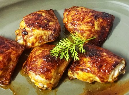 Chicken thighs with a gochujang glaze