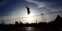 A participant in action during the Street Games Coruna extreme sports event in A Coruna, Galicia, northern Spain, 06 October 2019.  EPA-EFE/Cabalar