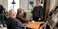 Finnish Finance Minister Annika Saarikko doing her thing at the Joensuu coffee and cake do she headed for  fellow Centre Party candidates to chat to potential voters in the 2 April poll. (Photo: Marianne Merten)