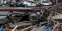 A view of damaged cars in Pepinster, Belgium, 24 July 2021. Heavy rains caused widespread damage and flooding in parts of Belgium and across central Europe in the night of 14/15 July. Dozens have died and many remain unaccounted for.  EPA-EFE/STEPHANIE LECOCQ