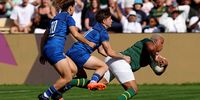 Aseza Hele of South Africa scores her team's first try during the Women's Rugby World Cup 2025 Pool D match between Italy and South Africa at York Community Stadium on August 31, 2025 in York, England. (Photo: Stu Forster / Getty Images)