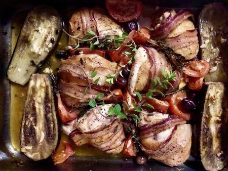 What’s cooking today: Chicken, brinjal & pancetta bake