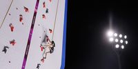 epa09382934 Seo Chae-hyun of South Korea performs during a speed climbing training session for the Sport Climbing events of the Tokyo 2020 Olympic Games at the Aomi Urban Sports Park in Tokyo, Japan, 31 July 2021.  EPA-EFE/Dimitris Tosidis