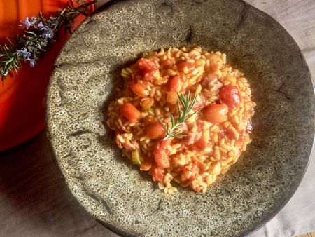 Tomato and bacon risotto