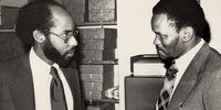 Steve Biko with US embassy official Richard Baltimore after Biko was charged with subornation to perjury. Circa 1970s. (Photo: Gallo Images / Daily Dispatch)