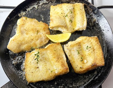 Butterfish fillets pan-fried in thyme butter
