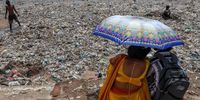 Plastic waste washes ashore at Juhu Beach during monsoon season