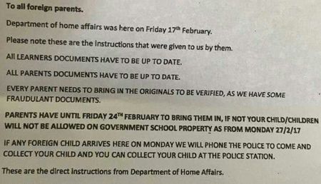 GroundUp: Gauteng school withdraws xenophobic letter