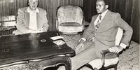 SOUTH AFRICA - 1 December 1976: Steve Biko with United States Sen Dick Clarke, chairman of the Senate subcommittee on Africa, who flew from Lesotho to East London to meet Mr. Biko. (Photo by Gallo Images/Daily Dispatch)