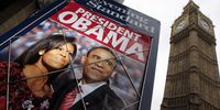 LONDON - NOVEMBER 05:  An advertisement for the Evening Standard newspaper is pictured in front of Big Ben on November 5, 2008 in Westminster, London. The paper has produced a special edition which concentrates on Barack Obama's victory in the US presidential election.  (Photo by Oli Scarff/Getty Images)