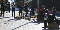 Ezase Vaal Brass Band leads and weaves the parade<br>through the streets of Hillbrow. (Photo: Felix Dlangamandla)