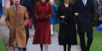 (L-R): Prince Charles, Prince of Wales, Prince William, Duke of Cambridge, Catherine, Duchess of Cambridge, Meghan, Duchess of Sussex and Prince Harry, Duke of Sussex arrive to attend Christmas Day Church service at Church of St Mary Magdalene on the Sandringham estate on 25 December 2018 in King's Lynn, England. (Photo: Stephen Pond/Getty Images)
