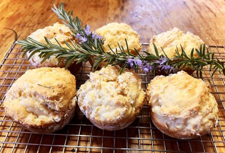 Savoury bread rolls in a muffin pan