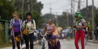 Devotees take part in a pilgrimage to saint San Lazaro the Cuban patron saint of miracles, at the El Rincon shrine in Havana, Cuba, 16 December 2023 (issued 17 December 2023).  EPA-EFE/Yander Zamoraos