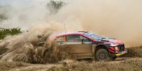 NAIVASHA, KENYA - JUNE 26:  Thierry Neuville of Belgium and Martijn Wydaeghe of Belgium compete with their Hyundai Shell Mobis WRT Hyundai i20 Coupe WRC during Day Three of the FIA World Rally Championship Kenya on June 26, 2021 in Naivasha, Kenya.  (Photo by Massimo Bettiol/Getty Images)