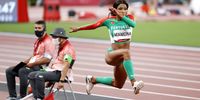 epa09385755 Patricia Mamona of Portugal competes in the Women's triple jump final during the Athletics events of the Tokyo 2020 Olympic Games at the Olympic Stadium in Tokyo, Japan, 01 August 2021.  EPA-EFE/HOW HWEE YOUNG