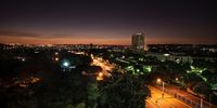 A view of Pretoria from Brooklyn House, just after sunset. 