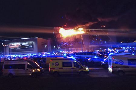 Gunmen kill at least 40 in attack at concert hall near Moscow - state news agency