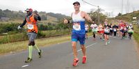 Race entrant 7160 Graham Westcott about halfway through his first Comrades Marathon - at Botha's hill. Photo: SUPPLIED