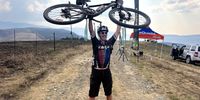 Mark Heywood at the finishing line of Go2Berg in 2024