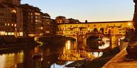 Sunset behind the Ponte Vecchio. Florence August 2022. CREDIT: Fathima Dada<br>