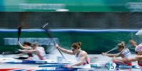 TOKYO, JAPAN - AUGUST 02: Deborah Kerr of Team Great Britain competes during Women's Kayak Single 200m Quarterfinal on day ten of the Tokyo 2020 Olympic Games at Sea Forest Waterway on August 02, 2021 in Tokyo, Japan. (Photo by Adam Pretty/Getty Images)
