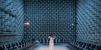 Ferrara (Italy). In the university’s anechoic chamber – a place where a level of absolute silence can almost be achieved – violinist Martina Monti performs during a recital by the Tasso Middle School. Photo by Alessandro Gandolfi.