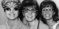 Three models at the Fashion and Spectacle Show, at the Mount Royal Hotel, London, seen wearing unusual spectacles.    (Photo by Reg Speller/Getty Images)