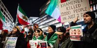 Protesters in Zurich, Switzerland, attend a rally on 13 January in support of the nationwide mass demonstrations in Iran. (Photo: Michael Buholzer / EPA)<br>