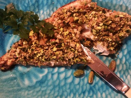 What’s cooking today: Roasted fish fillets with a pistachio crumb