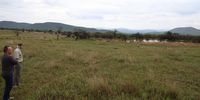 Chris Ransome and Rudolf Pretorius looks at  the green hills of Marakele National Park looming north in the distance. (Photo: Felix Dlangamandla)