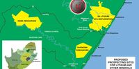 lithium 1 The map shows some of the largest prospecting blocks for lithiuma and other minerals on the KZN South Coast. (Dource: Sheena Carnie)