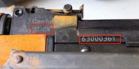 Markings of a Type 56-1 rifle seized by the USS Jason Dunham. The rifle bears an identical ‘17 CN’ marking, and a similar serial number, to the Type 56-1 photographed in Muriidi Ahmed’s storehouse, above. (Photo: UN Panel of Experts on Yemen)