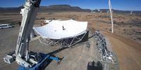 The construction a while back of the prototype Square Kilometre Array (SKA) dish shows the scale of the antennas. (Photo: SARAO)