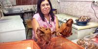 ‘We’re offal here,’ says Grace Mundri, who sells her sheep heads cleaned and ready to cook. Photo: Wanda Hennig