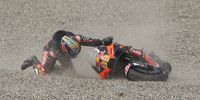 South African rider Brad Binder of team Red Bull KTM Factory Racing crashes during a practice session for the Motorcycling Grand Prix of India, in Dankaut, near Greater Noida, India, 22 September 2023. The inaugural Motorcycling Grand Prix of India is held at Buddh International Circuit on 24 September 2023.  EPA-EFE/RAJAT GUPTA