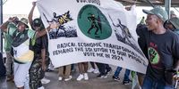Supporters sing and chant at the Mehlareng stadium in Tembisa during a recruitment drive for the newly launched Umkhonto We Sizwe political party backed by former South African president Jacob Zuma on 21 January 2024. (Photo: Emmanuel Croset / AFP)