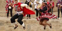 Artists perform during the Lima 2019 Parapan American Games torch lighting ceremony at the archaelogical park Pachacamac in Lima, Peru, 20 August 2019. The Lima 2019 Parapan American Games will run from 23 August to 01 September 2019 in Lima.  EPA-EFE/Paolo Aguilar