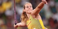 TOKYO, JAPAN - AUGUST 06: Christin Hussong of Team Germany competes in the Women's Javelin final on day fourteen of the Tokyo 2020 Olympic Games at Olympic Stadium on August 06, 2021 in Tokyo, Japan. (Photo by Michael Steele/Getty Images)